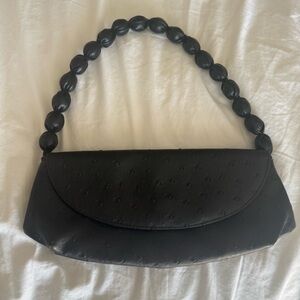 Black Beaded Handle Clutch
